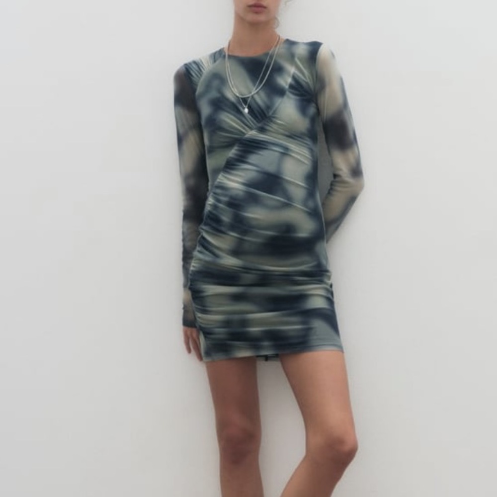 Zara Tie Dye Long Sleeve Mini Dress